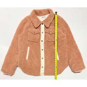 Faherty Brand Fleece Sherpa Shacket Jacket Dusty Rose Pink XL Recycled Polyester